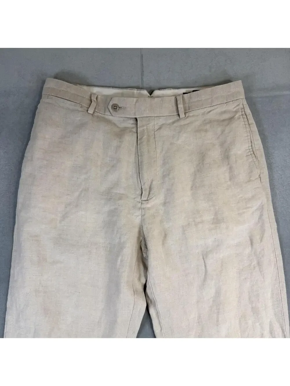 Daniel Cremieux Collection Linen Pants Men's 35x29* Cream Beige Relaxed Casual